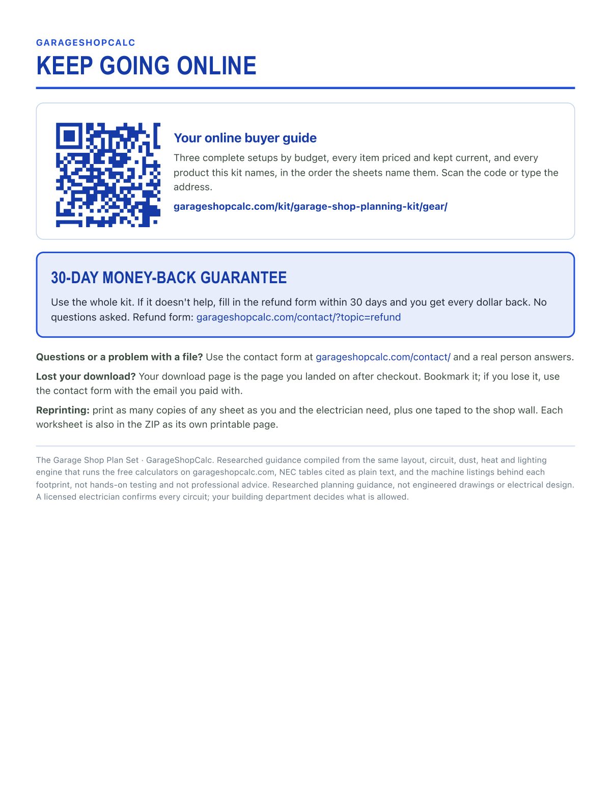 Online buyer guide and guarantee
